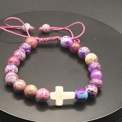 purple jasper Christian ✝️ bracelet handmade 