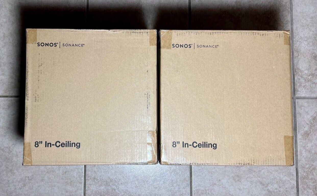 Sonos 8” In Ceiling Speakers.  4 Speakers.  2 Pairs.  Brand New Sealed.  Include Warranty.    