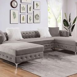 GLAM CHESTERFIELD VIBA SECTIONAL SOFA OTTOMAN CHAISE - SILLON SECCIONAL