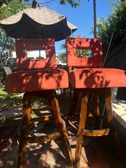 Set of 2 Swivel Bar Stools with Backs