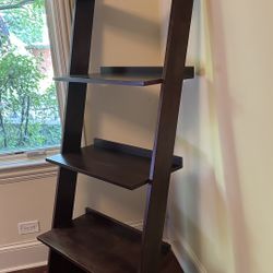 Dark Wood Ladder Shelf / Bookshelf 
