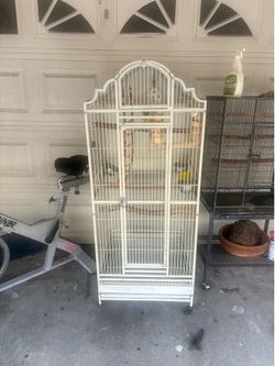 Large white bird cage