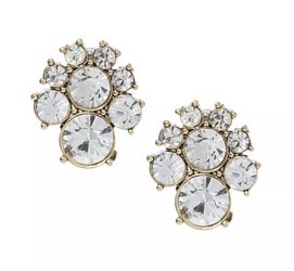 ROUND GOLD FACET CRYSTAL CLUSTER STUD EARRINGS