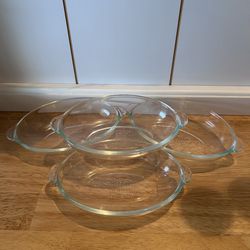PYREX • (4) Vintage Clear Glass Individual Oval Casserole Dishes