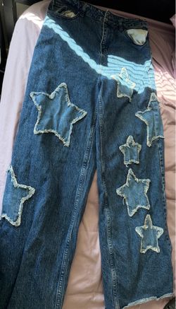 Hot Topic Size 9 Star Patch Wide Leg Jeans Y2K