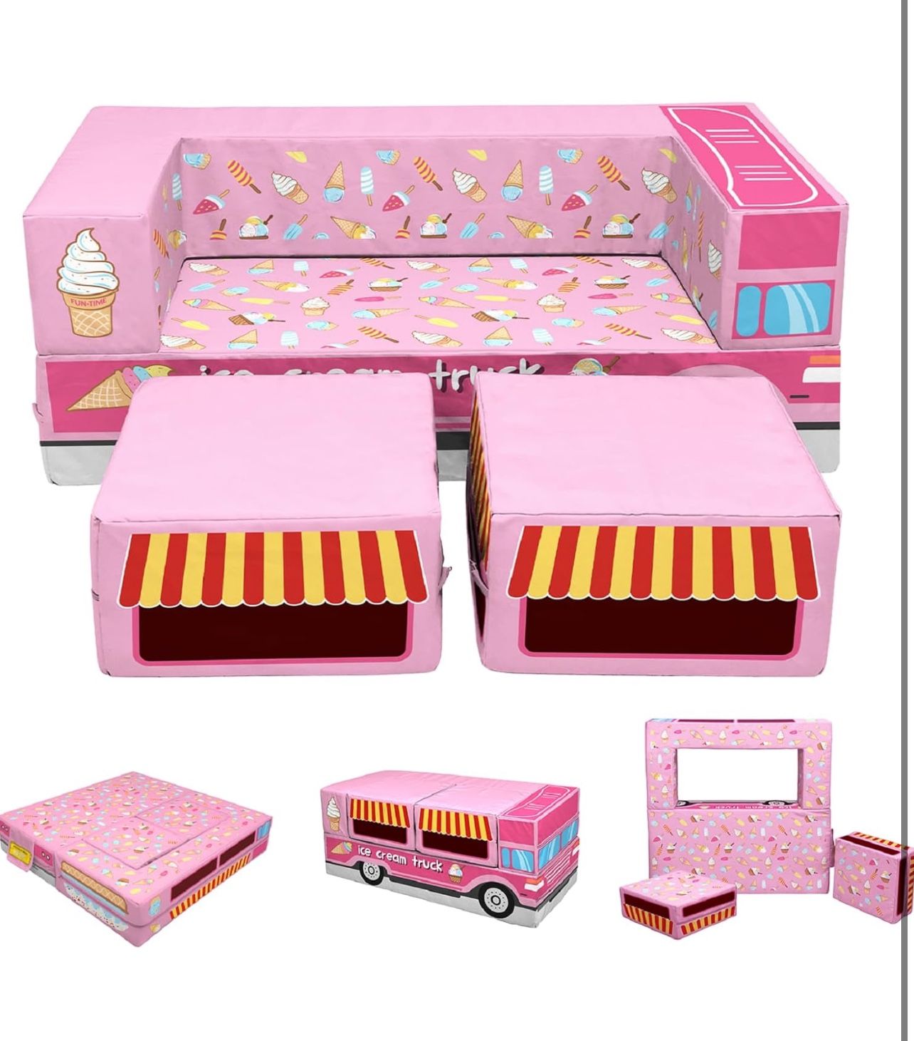 Brand New In The Box- Kids Couch Sofa Toddler Modular Couch for Bedroom Playroom, Fold Out Couch Sofa Set for Imaginative Boy Girl, Convertible Toddle