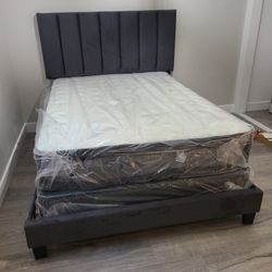 Queen Bed Frame With Mattress 