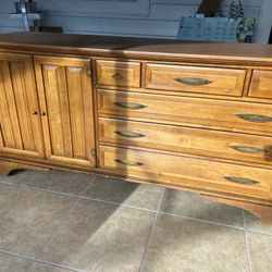 Solid Wood, Dresser With Mirror And Nightstand
