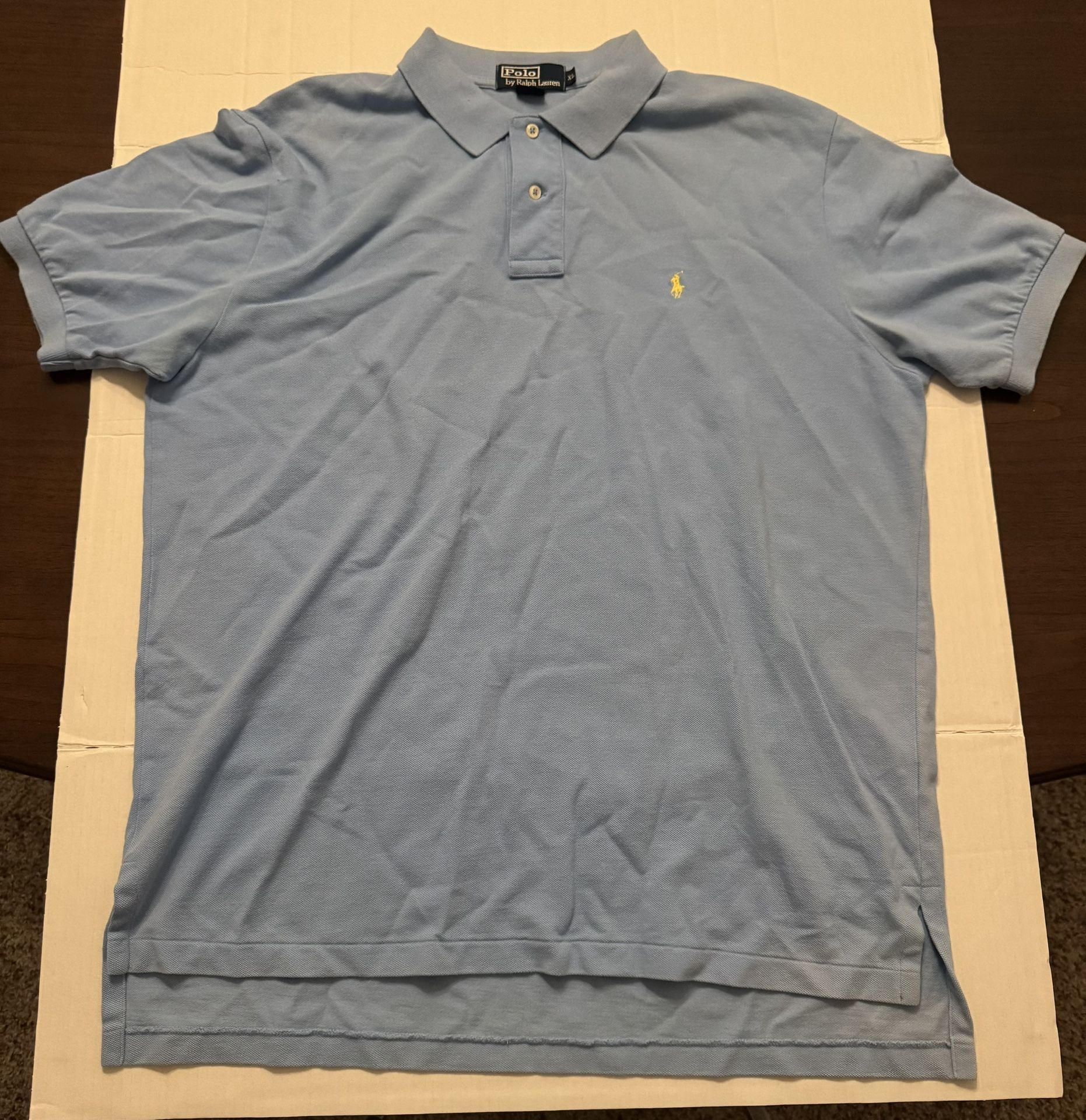 Pre Owned Polo Ralph Lauren Short Sleeve 2 Button Collared Shirt Men’s Size XL See photos for fading and stains