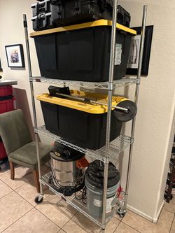 Heavy-Duty Chrome Wire Shelving Unit on Wheels