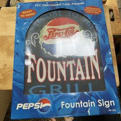 Pepsi Vintage Authentic Fountain Grill Sign 