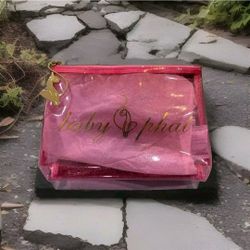 Y2k Baby Phat Pink Makeup Small Zip Bag Gold Cat 🐈 Logo Zipper- Glam Bling ✨️ 