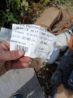 Twenty by one hundred feet six mill black plastic