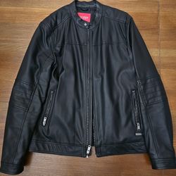 🧥 Guess Faux Leather Moto Jacket – Size L 