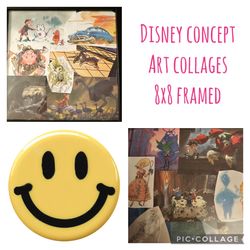 Handmade Disney Concept Art Collage 8x8 Framed