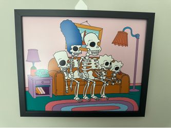 The Simpsons "Treehouse of Horror" Framed Skeleton Couch Gag Print (16x13)