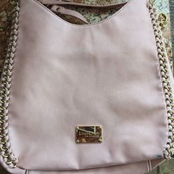 Brand New Bebe Pink Gold woven Large Purse bag