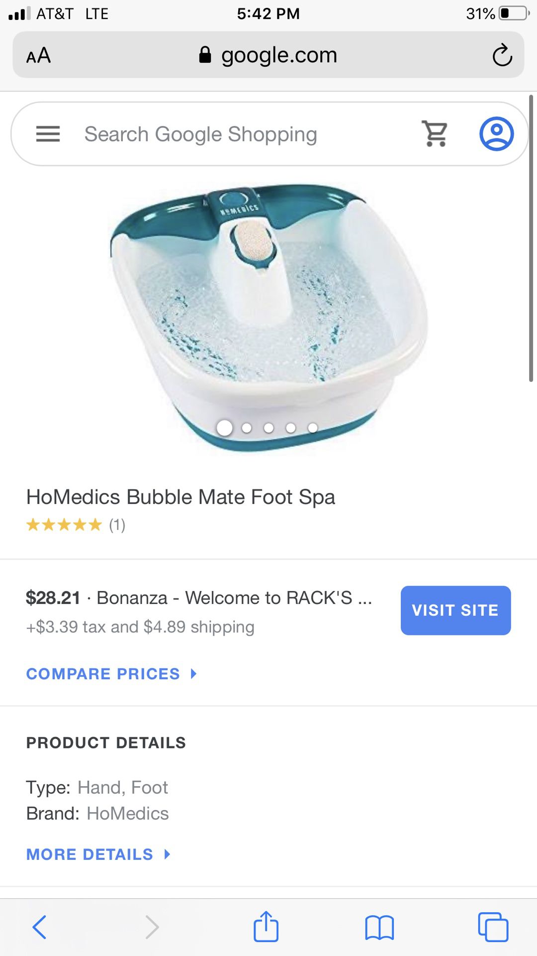 HOMEDICS Bubble mate foot spa