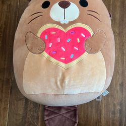 Squishmallows Original 16 inch Chip The Brown Beaver Holding Heart - Child's Ultra Soft Plush Toy