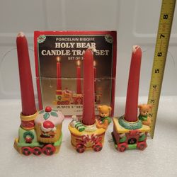 Christmas Candles Vintage Ceramic Figurines 
