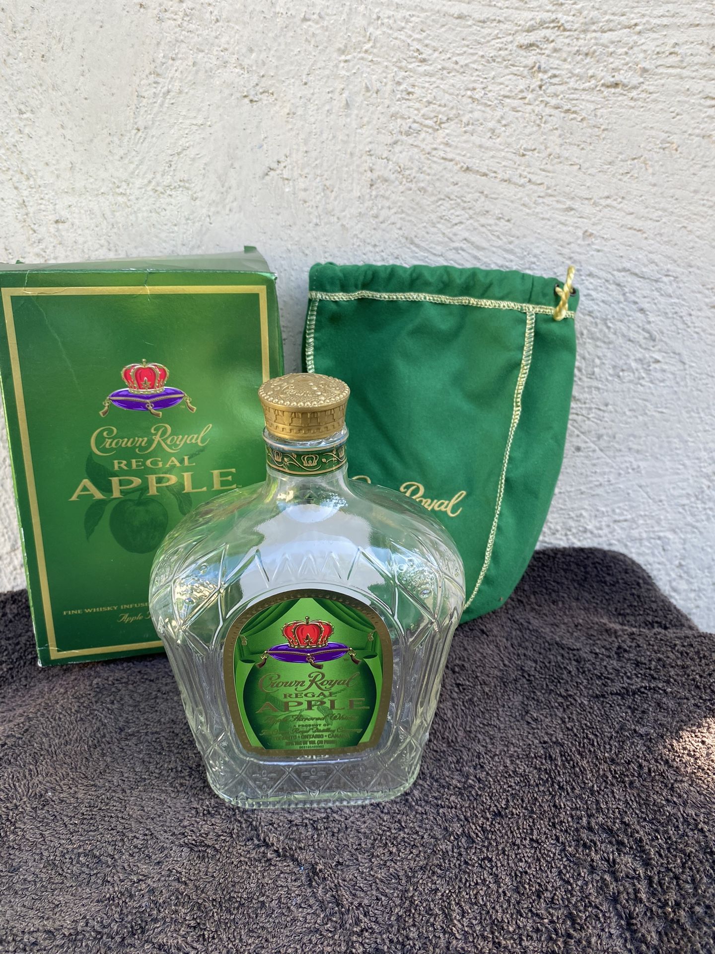 Crown Royal Regal Apple Empty Bottle With Box & Bag.
