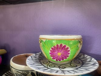 Talavera cup and plate hand painted