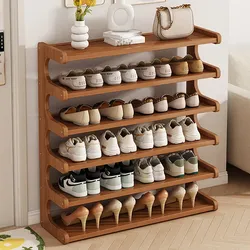KNERS Bamboo Shoe Rack, Multi-Layer Space-Saving Shoe Organizer for Entryway, Bedroom or Living Room, Stable & Easy to Install, 3-Tier / 5-Tier / 6-Ti