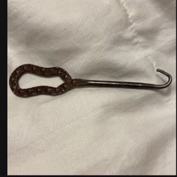 Vintage Patented Shoelace Button Hook Pull Metal Silver Tone Textured Handle Tool