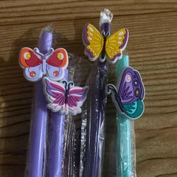 Purple Butterfly Straw Charm