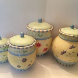 Debbie Mumm ceramic escalating canister set