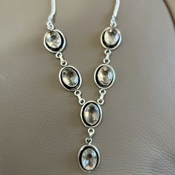 Unique Victorian style Sterling Silver Necklace with Large CZ’s