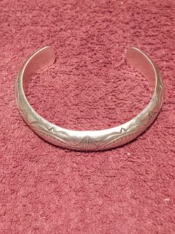 Bighand Sterling Silver Cuff Bracelet with Stamped Design