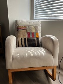 Upholstered Rocking Chair with Wood Base
