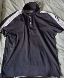 DKNY,  Black Collar Shirt, Large 