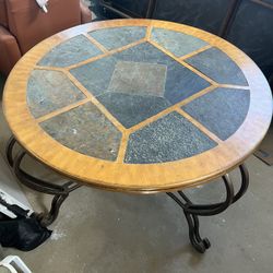Wood and Stone round dining room/kitchen table(48in diameter 30in tall) GREAT CONDITION
