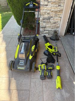Ryobi 40V Yard Kit - Mower, Trimmer, Blower & Batteries