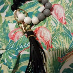 Beaded Bracelet Keychain With Tassel