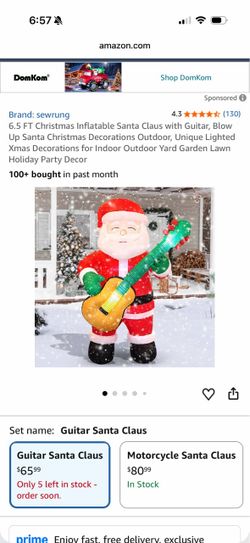 New 6.5 ft Inflatable Santa Claus with Guitar – LED Lights, Outdoor Christmas Decor