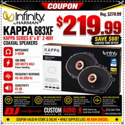 Infinity Car Speakers Set 300 Watts 6"x8" 2-Way Coaxial Speaker System Kappa 683XF 🚨 Payment Options Available 🚨