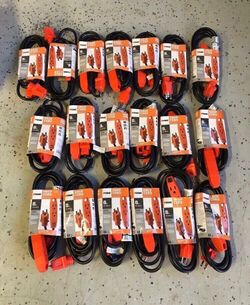 8 FT 3-Outlet Shop Cord/Cable Black and Orange Heavy Duty