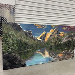 Beautiful Large Original Art 6ft x 3ft signed by local artist Peter Benson