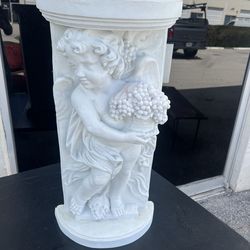 Wall Hanging Hollow White Plaster Cherub Angel Plant Stand Sconce Shelf!  15x30.5x7in