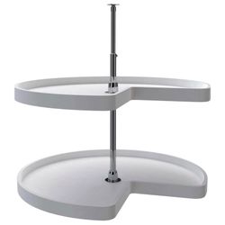 Rev-A-Shelf 32 Inch Lazy Susan Kidney Dual Shelf White Plastic 3472-32-11-52