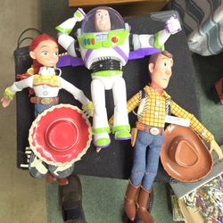 Disney Toy Story Talking Pull String Woody Jessie Doll 15" & Buzz Lightyear 12"