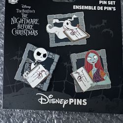 Disney Parks 2024 Jack Sally & Zero Nightmare Before Christmas 3 Pc. Pin Set NEW