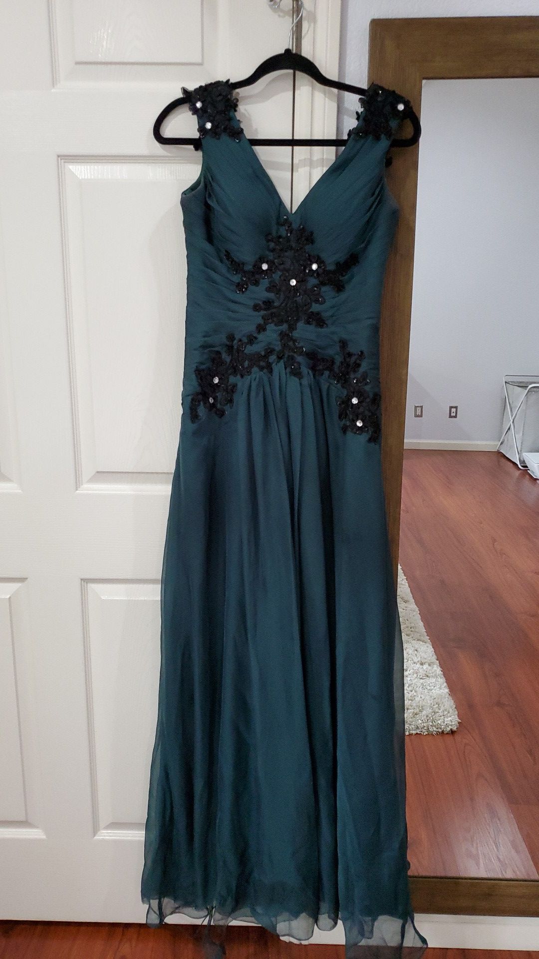 Dark green prom dress
