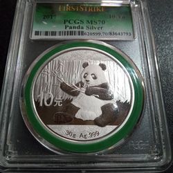 2017 10YN PCGS MS70 Silver Panda Coin - Cheng Chao Hand Signed 
