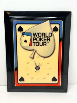 World Poker Tour WPT Wall Clock 14” Glossy Casino Game Room Tested Working | Nice!