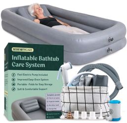 Portable Inflatable Bed Bathtub for Adults Elderly Patients Shower Kit w/ Pump