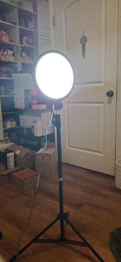 LED Ring Floor Lamp – 3 Color Modes – Adjustable Height